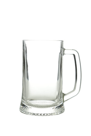 Empty glass of beer isolated on whiteの写真素材