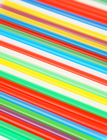 Colorful drinking straws on white backgroundの写真素材