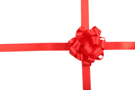 Red bow on white backgroundの写真素材