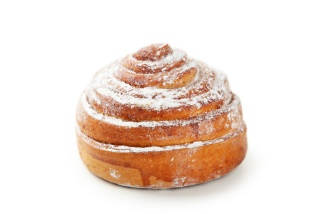 Cinnamon bun isolated on whiteの写真素材
