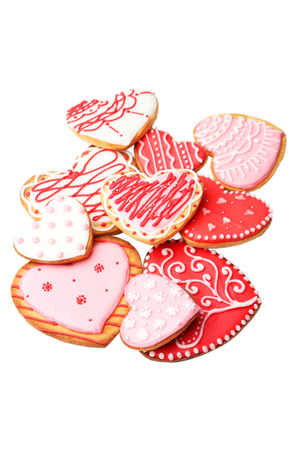 Heart cookies isolated on whiteの写真素材