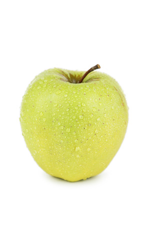 Green apple isolated on whiteの写真素材