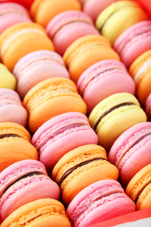 French colorful macarons backgroundの写真素材