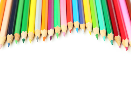 Colour pencils isolated on whiteの写真素材