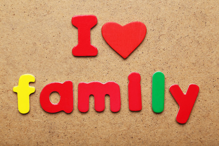 I love family words made of colorful magnetsの写真素材