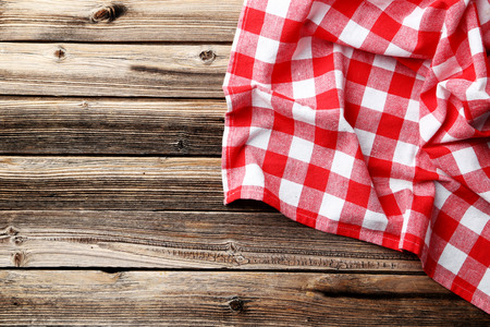 Napkin on brown wooden backgroundの写真素材