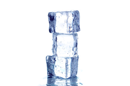 Ice cubes isolated on whiteの写真素材