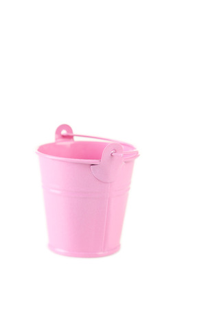 Pink bucket isolated on whiteの写真素材