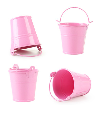 Pink bucket isolated on whiteの写真素材