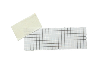 Piece of note paper on white backgroundの写真素材