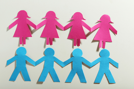 Paper people on the white backgroundの写真素材
