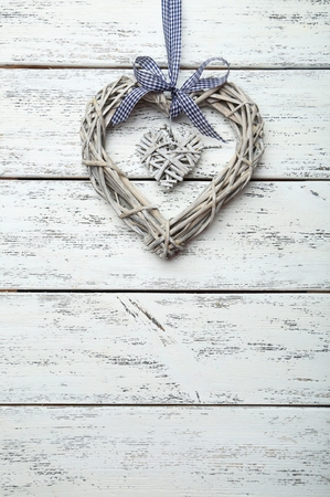 love heart on wooden backgroundの写真素材