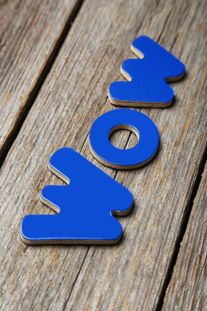 Wow word made of colorful magnetsの写真素材