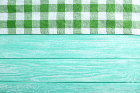 Napkin on mint wooden table, close upの写真素材