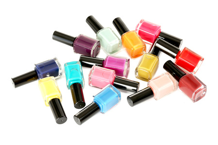 Bottles of nail polish isolated on a whiteの写真素材