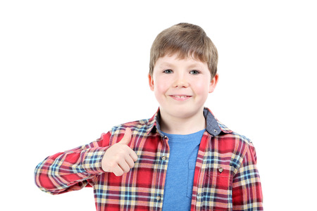 Portrait of young boy isolated on a white