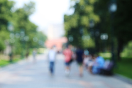 People in bokeh, blurred backgroundの写真素材