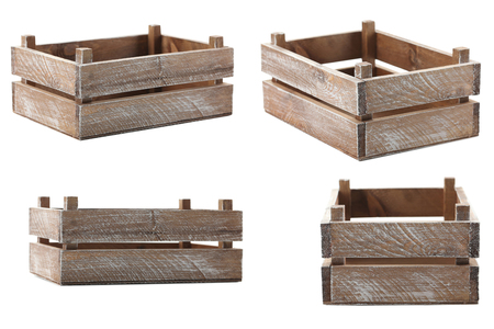 Wooden crate isolated on a whiteの写真素材