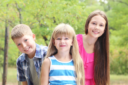 Portrait of childrens in the parkの写真素材