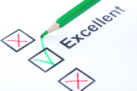 Check boxes on white paperの写真素材