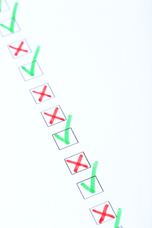 Check boxes on white paperの写真素材