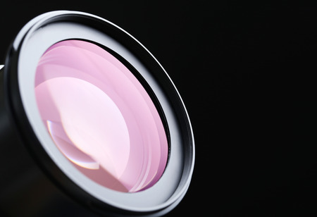 Camera Lens on the black backgroundの写真素材
