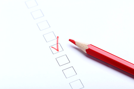 Check boxes on white paperの写真素材