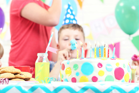 Happy childrens having fun at birthday party