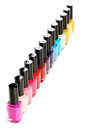 Bottles of nail polish isolated on a whiteの写真素材