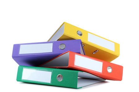 Colorful office folders isolated on a white