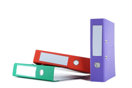 Colorful office folders isolated on a white