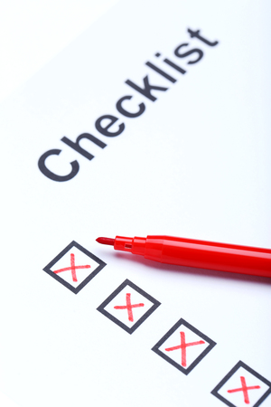 Check boxes on white paperの写真素材