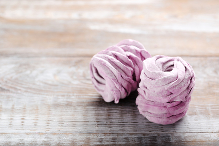 Sweet zephyr on the brown wooden tableの写真素材