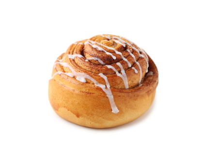 Cinnamon bun isolated on white backgroundの写真素材