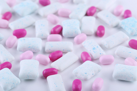 Different chewing gums on white backgroundの写真素材