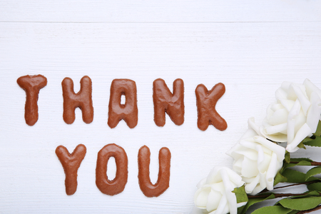 Thank You written by chocolate cookies alphabetの写真素材