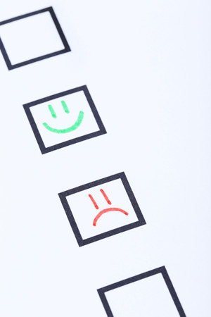 Check boxes on white paperの写真素材