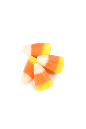 Halloween candy corns isolated on white