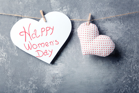 Inscription Happy women's day on paper heartの写真素材