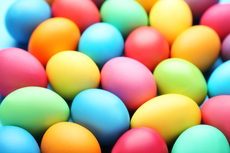 Colorful easter eggs backgroundの写真素材