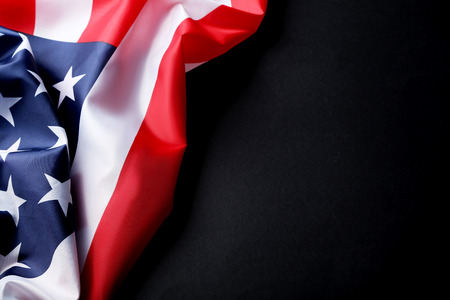 American flag on dark backgroundの写真素材