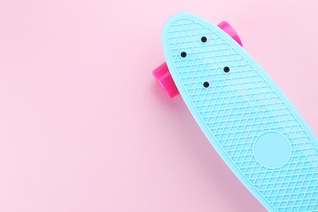 Skateboard on pink backgroundの写真素材