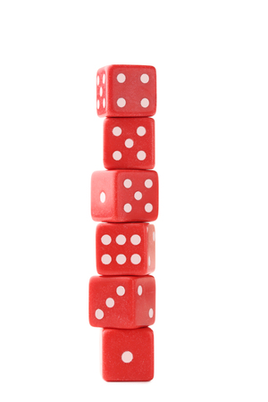 Red dice isolated on white background