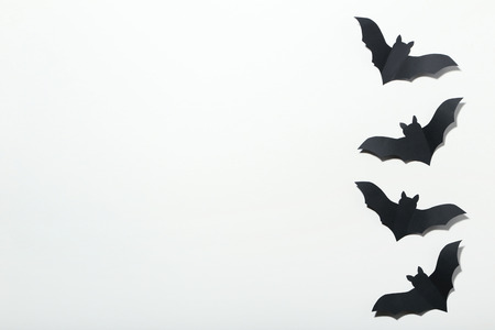 Halloween paper bats on white backgroundの写真素材