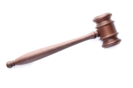 Judge gavel isolated on white backgroundの写真素材