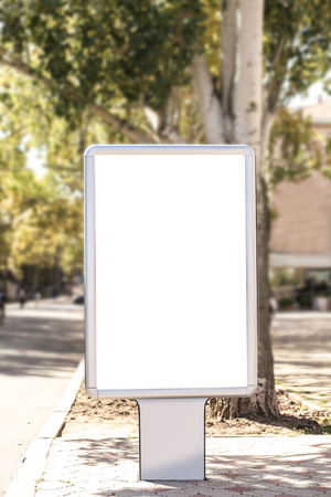 Blank advertising board on streetの写真素材
