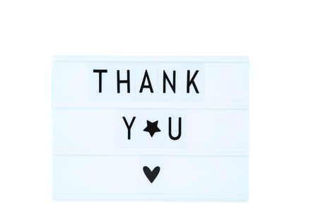 Lightbox with words Thank You on white backgroundの写真素材