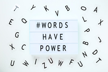 Lightbox with words Words Have Power on white backgroundの写真素材