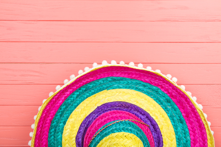 Mexican hat on wooden tableの写真素材
