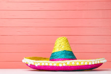 Mexican hat on wooden backgroundの写真素材